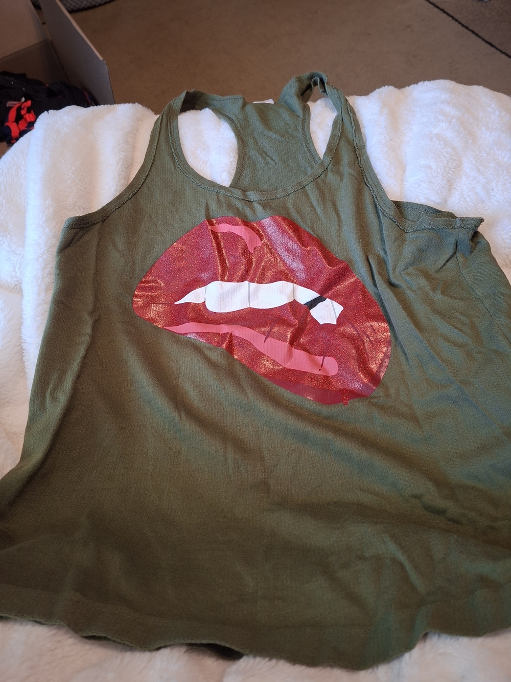 Zumba Fitness Olive Green Top with Black Logo Tag